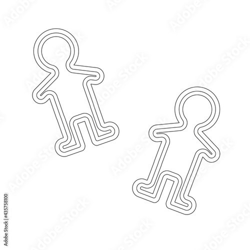 Isolated outline gingerbread cookies on white.