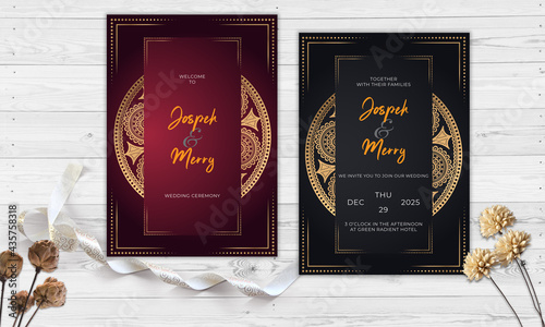 Luxury Mandal save the date black and royal color  Wedding invitation card