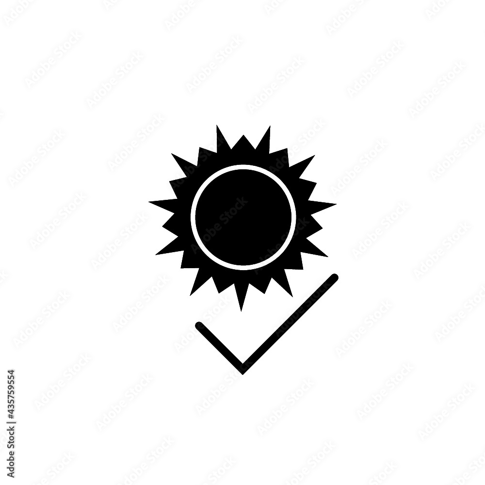 Sun check icon isolated on white background