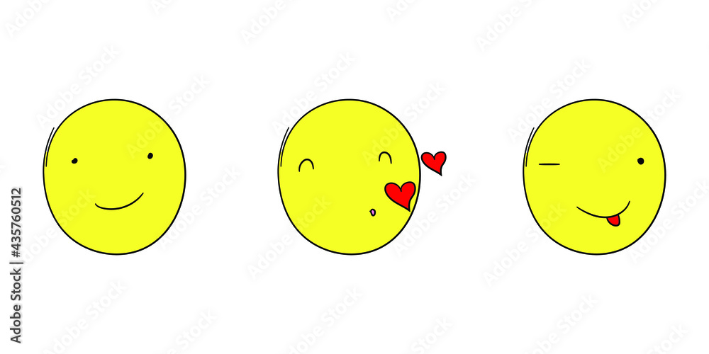 Set of Cute Emoticons Emoji. Smile icons. Isolated vector illustrations on white background Set of Cute Emoticons Emoji. Smile icons. Isolated vector illustrations on white background