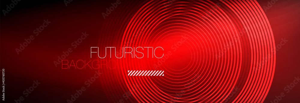 Dark abstract background with glowing neon circles. Trendy layout template for business or technology presentation, internet poster or web brochure cover, wallpaper Dark abstract background with glowing neon circles. Trendy layout template for business or technology presentation, internet poster or web brochure cover, wallpaper