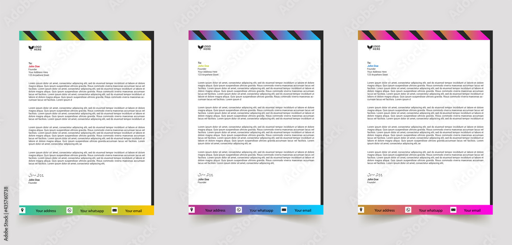 abstract Business professional letterhead templates set