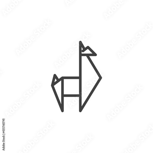 Alpaca origami line icon