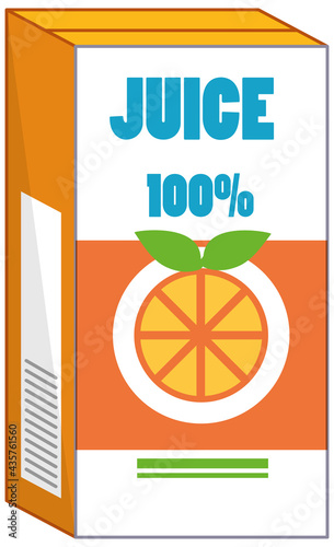 Orange juice box in cartoon style isolated