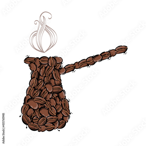 Vector abstract illustration with coffee beans.