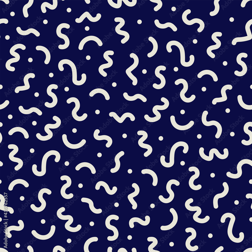 Memphis squiggly line shapes seamless repeat vector pattern design Memphis squiggly line shapes seamless repeat vector pattern design