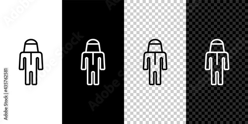 Set line Beekeeper with protect hat icon isolated on black and white, transparent background. Special protective uniform. Vector