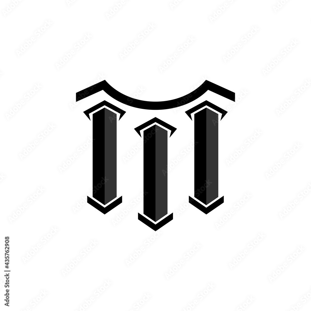 Simple pillar logo with flat style icon, black color Simple pillar logo with flat style icon, black color