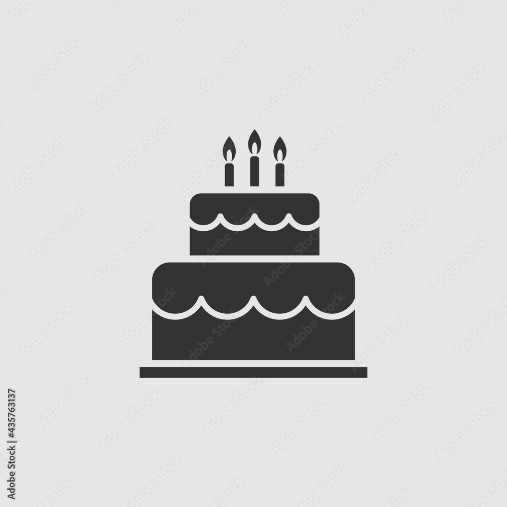 Vector Simple Isolated Birthday Cake Icon Vector Simple Isolated Birthday Cake Icon