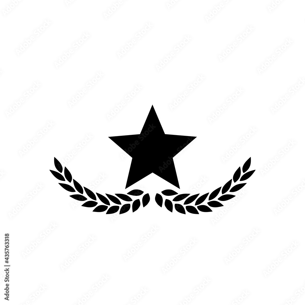 Star with win laurel icon isolated on white background