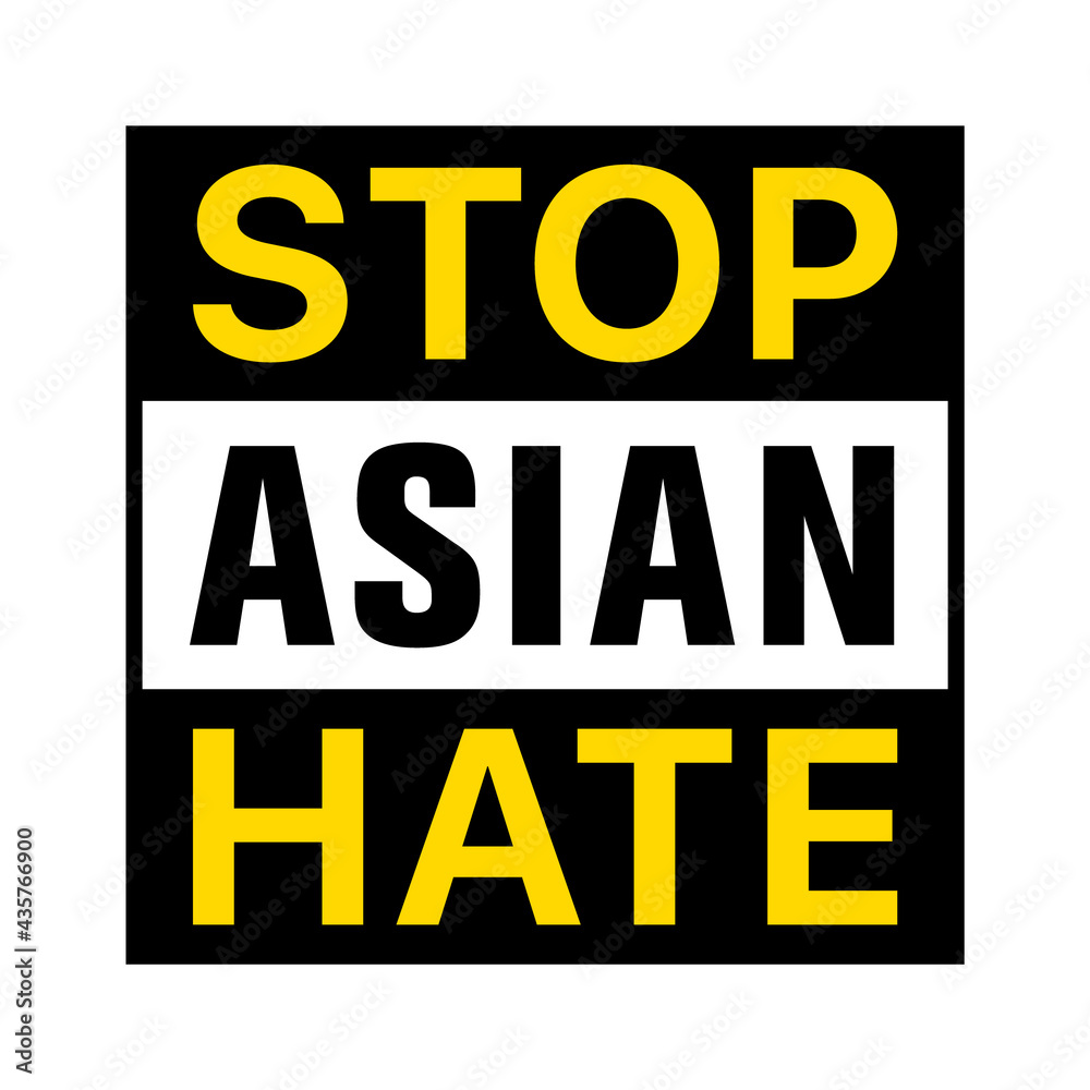 Stop Asian Hate label flat or sign vector icon for websites and print