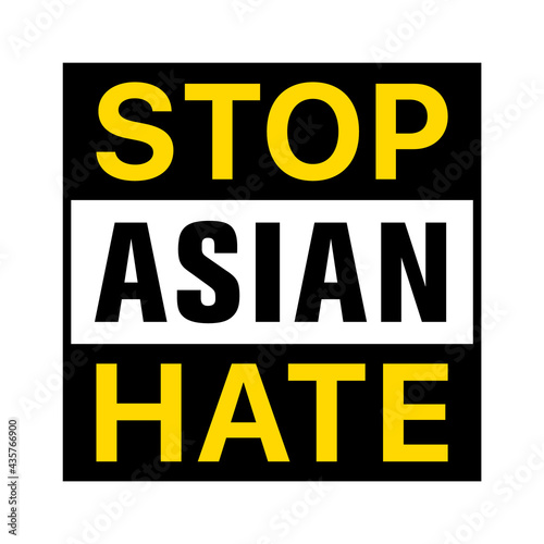 Stop Asian Hate label flat or sign vector icon for websites and print