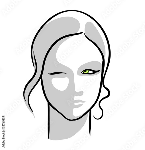 Winking woman hand drawn illustration