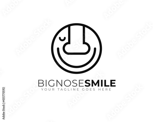 big nose face showing large smile logo template	
