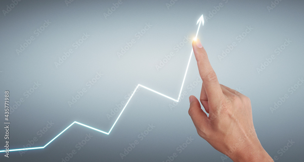 Hand touching graphs of financial indicator and accounting market economy analysis chart Hand touching graphs of financial indicator and accounting market economy analysis chart