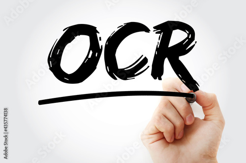 OCR - Optical Character Recognition acronym with marker, technology concept background photo