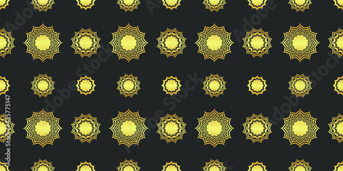 Ornamental abstract golden background. Flowers. Seamless geometric gold vector pattern.