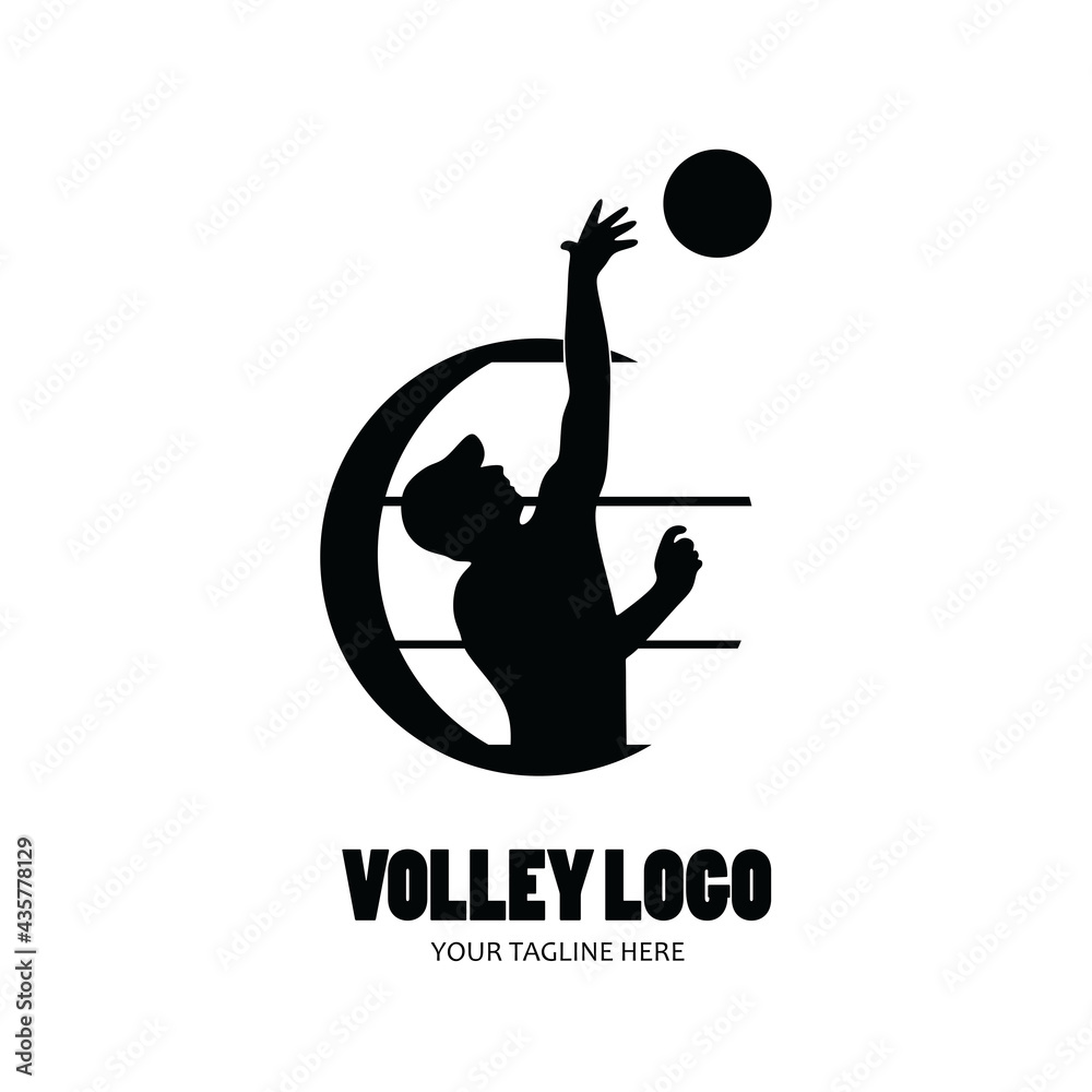 Volleyball logo vector silhouette design Stock Vector | Adobe Stock