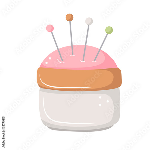 needle holder with a jar. vector illustration in cartoon style