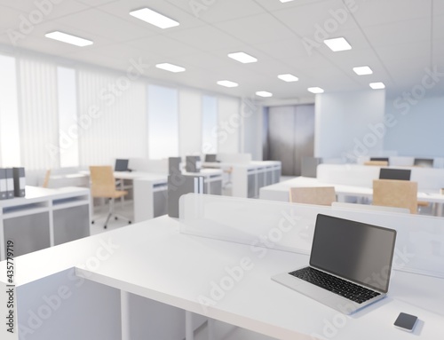 Place of work office room scene 3D rendering interior wallpaper backgrounds