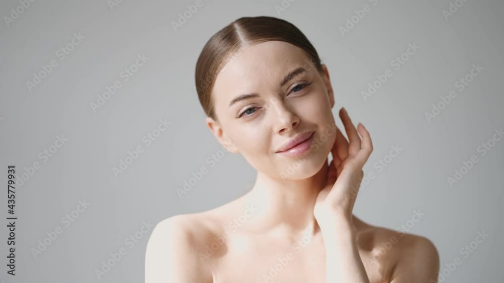 Beauty woman face healthy clean fresh skin beauty female model looking camera Beauty woman face healthy clean fresh skin beauty female model looking camera