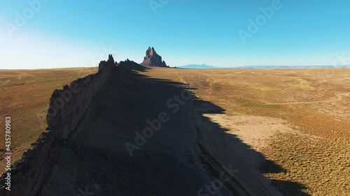 Long shadows in desert at Shiprock New Mexico