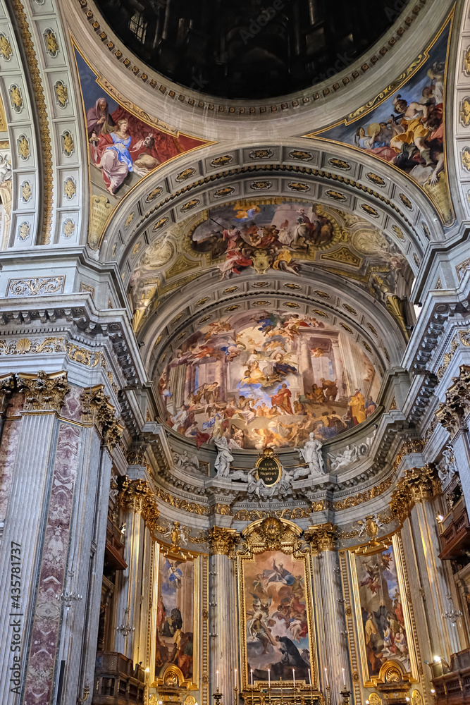 Paintings painted on the ceiling of a Catholic church, Saint Ignatius of Loyola in Rome, Italy