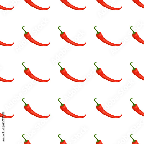 Seamless pattern with chilli peppers. Vibrant print with red hot vegetables. Background for menu or food design