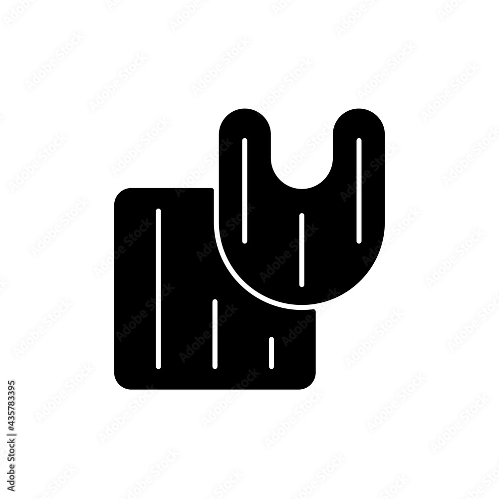 Bathroom rug set black glyph icon. Toilet mat. Shower carpet. Floor tiles. Textile products, household cloths. Domestic material item. Silhouette symbol on white space. Vector isolated illustration Bathroom rug set black glyph icon. Toilet mat. Shower carpet. Floor tiles. Textile products, household cloths. Domestic material item. Silhouette symbol on white space. Vector isolated illustration