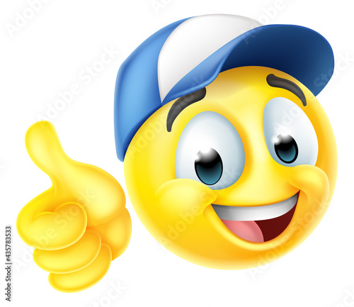 Cartoon Emoji Emoticon Face Wearing A Cap Hat