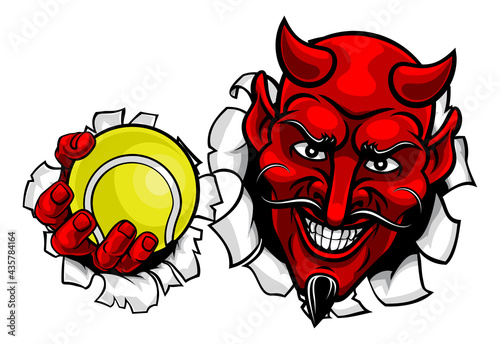 Devil Satan Tennis Ball Sports Mascot Cartoon