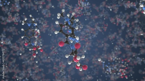 Molecule of Methotrexate. Molecular model, looping seamless 3d animation photo