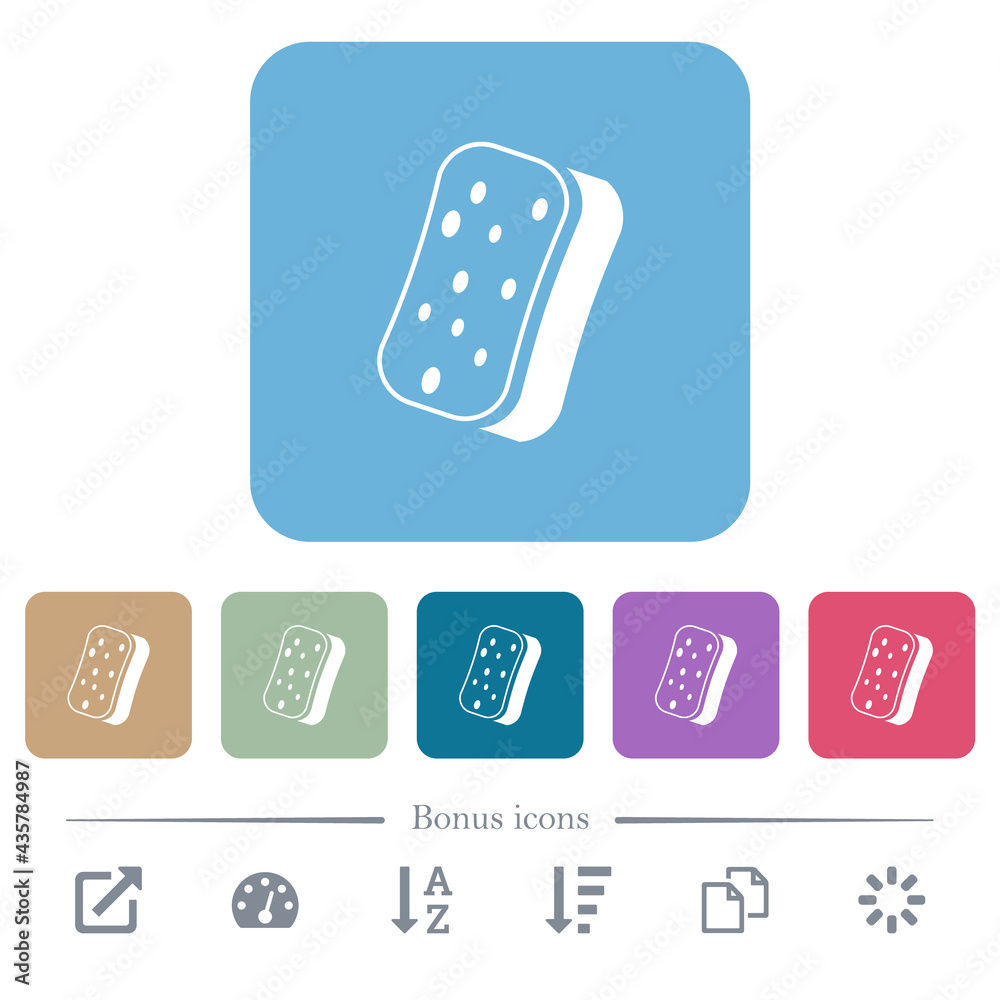 Dishwashing sponge flat icons on color rounded square backgrounds Dishwashing sponge flat icons on color rounded square backgrounds