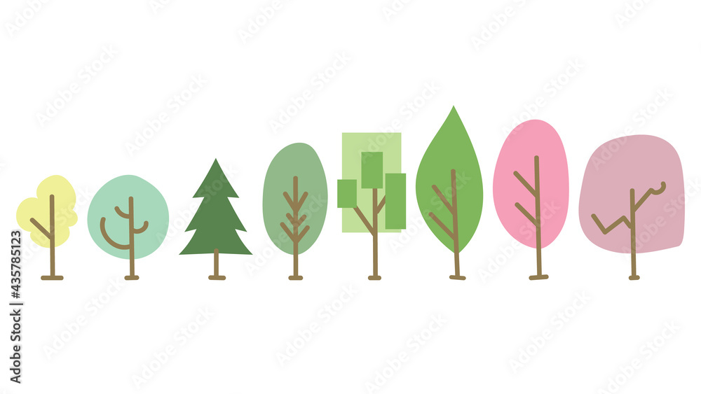 Tree set hand drawing isolated on white background , Illustration Vector EPS 10 