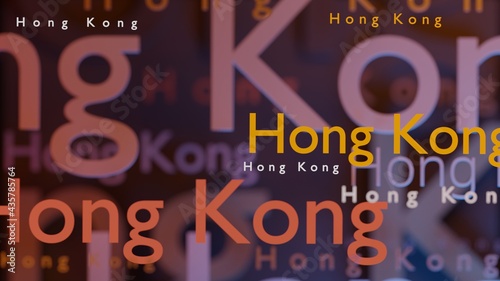 Abstract Hong Kong 3D TEXT Rendered Poster (3D Artwork)