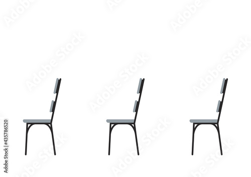 Chair vector. Social distancing sign.