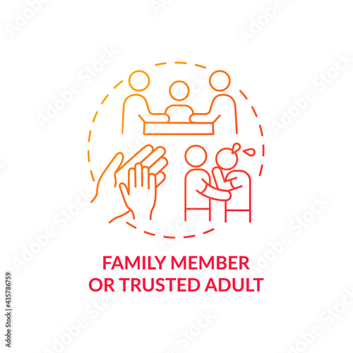 Family member and trusted adult concept icon. Reporting cyberharassment idea thin line illustration. Encouraging children to talk about problems. Vector isolated outline RGB color drawing