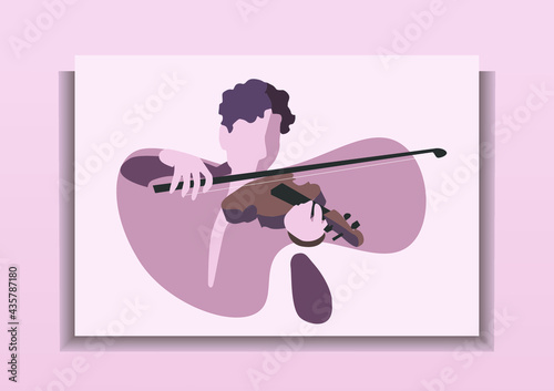 Abstract flat illustration with a man playing the violin.