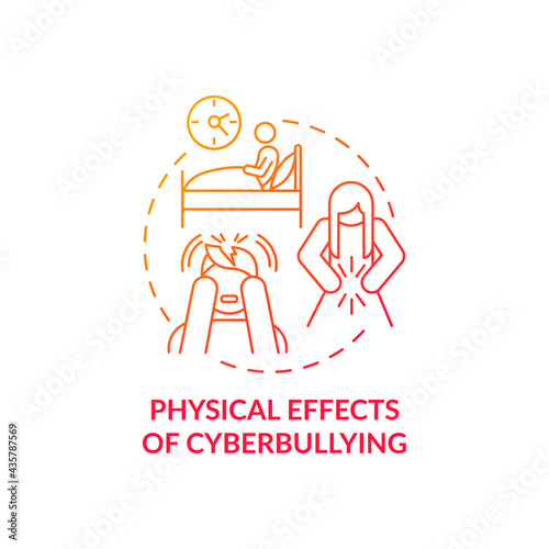 Physical cyberbullying effects concept icon. Negative outcomes idea thin line illustration. Nausea, diarrhea. Stressful life events. Affecting sleep quality. Vector isolated outline RGB color drawing