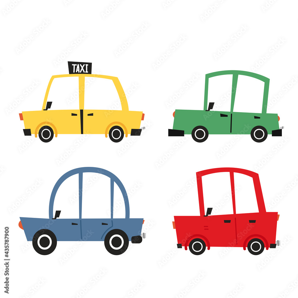 Car cartoon set. Taxi cartoon vector. Car cartoon on white background. Car cartoon set. Taxi cartoon vector. Car cartoon on white background.