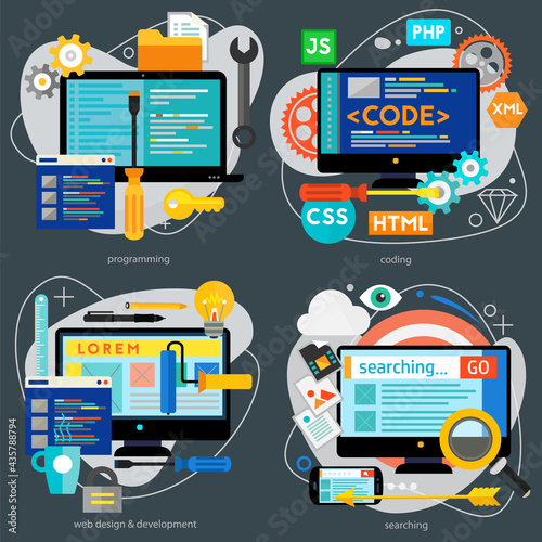 Coding, Programming, Scripting and Development Concept Banners
