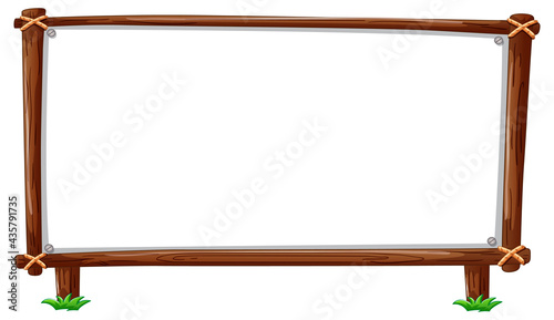 Wooden frame horizontal isolated on white background