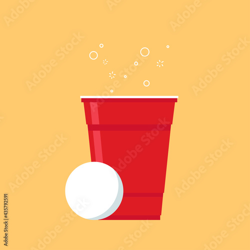 Red beer cup vector. Red plastic cup isolated on white background.