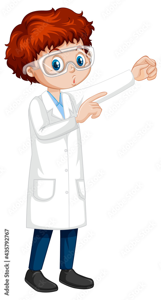 A boy wearing laboratory coat cartoon character A boy wearing laboratory coat cartoon character