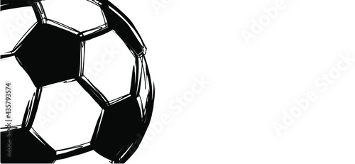 Flat vector black grunge soccer ball with green field. Grungy football. Cartoon euro sport EK, WK pictogram Sports game cup. 2020, 2021, 2022
