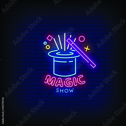 Magic Show Neon Signs Style Text vector