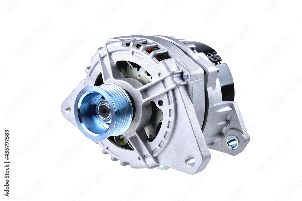 car generator, car electrical network element on white background car generator, car electrical network element on white background
