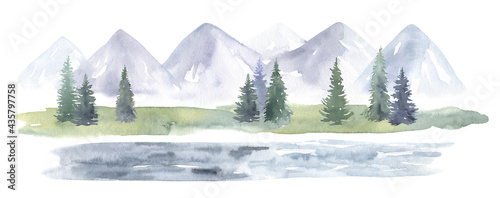 Watercolor Mountain Landscape