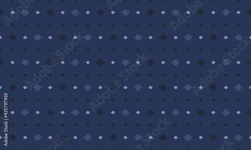 Rhombic seamless pattern, rhombus element in dark and light blue on indigo background. The sign of permanent victory or brilliant diamond. Vector illustration. For printing on fabric or wallpaper.