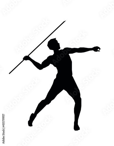 digital silhouette of a man throwing a spear photo